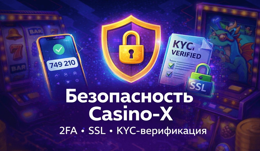 Безопасность Casino-X - двухфакторная аутентификация, SSL и верификация KYC